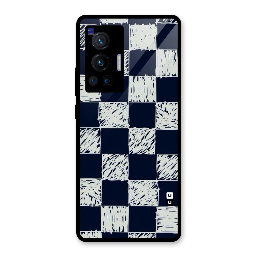 Sketchy Check Design Glass Back Case for Vivo X70 Pro