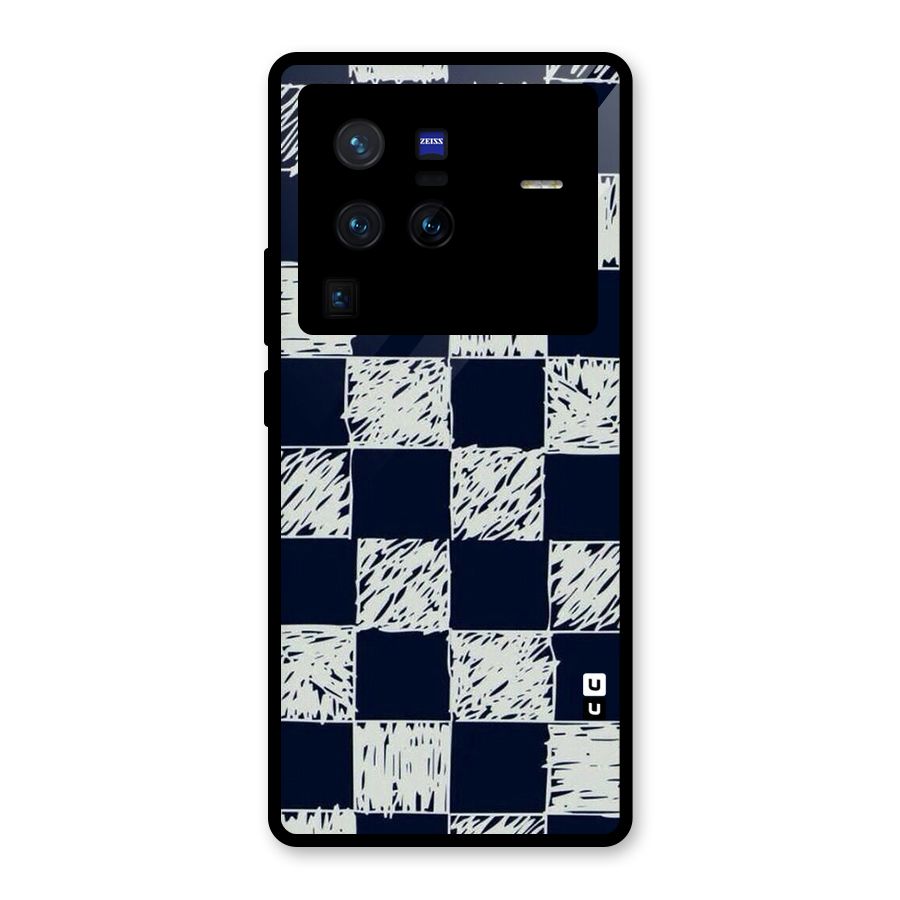 Sketchy Check Design Glass Back Case for Vivo X80 Pro
