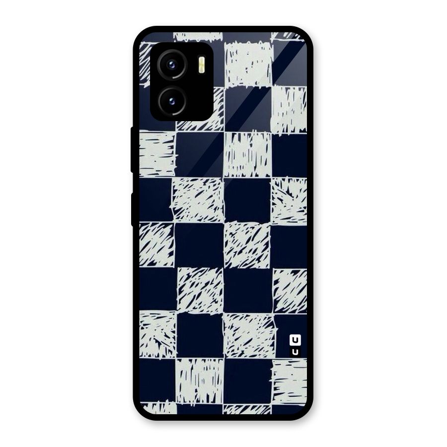Sketchy Check Design Glass Back Case for Vivo Y15s