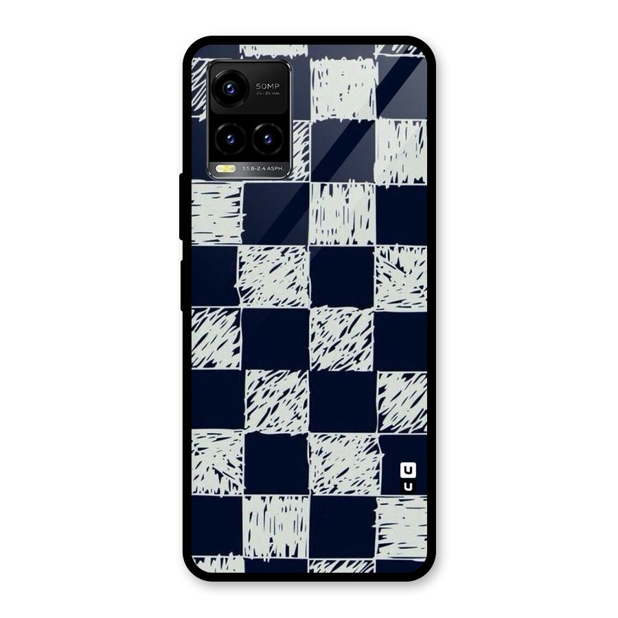Sketchy Check Design Glass Back Case for Vivo Y21A