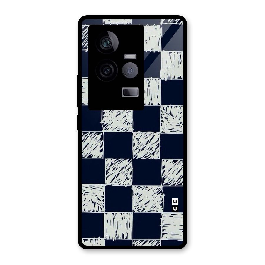 Sketchy Check Design Glass Back Case for Vivo iQOO 11 5G