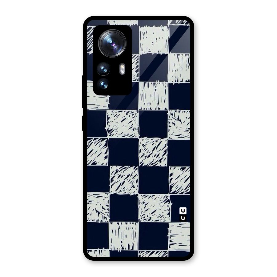 Sketchy Check Design Glass Back Case for Xiaomi 12 Pro