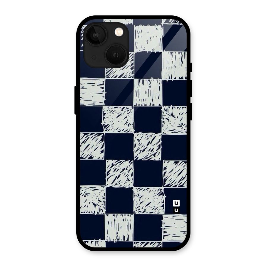 Sketchy Check Design Glass Back Case for iPhone 13