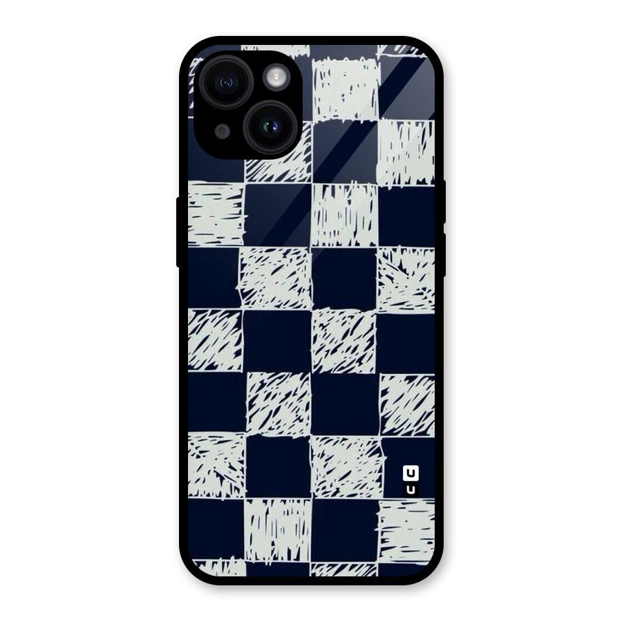 Sketchy Check Design Glass Back Case for iPhone 14
