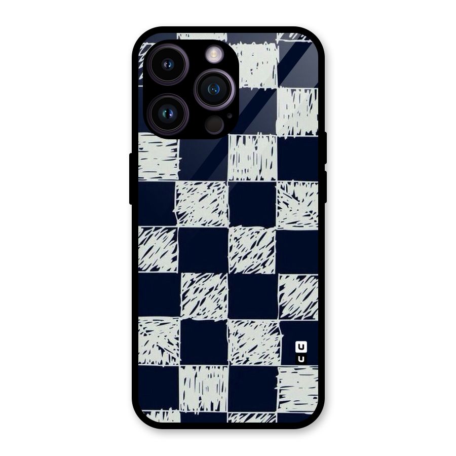 Sketchy Check Design Glass Back Case for iPhone 14 Pro Max