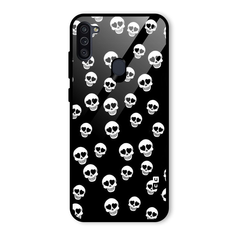 Skull Heart Glass Back Case for Galaxy M11