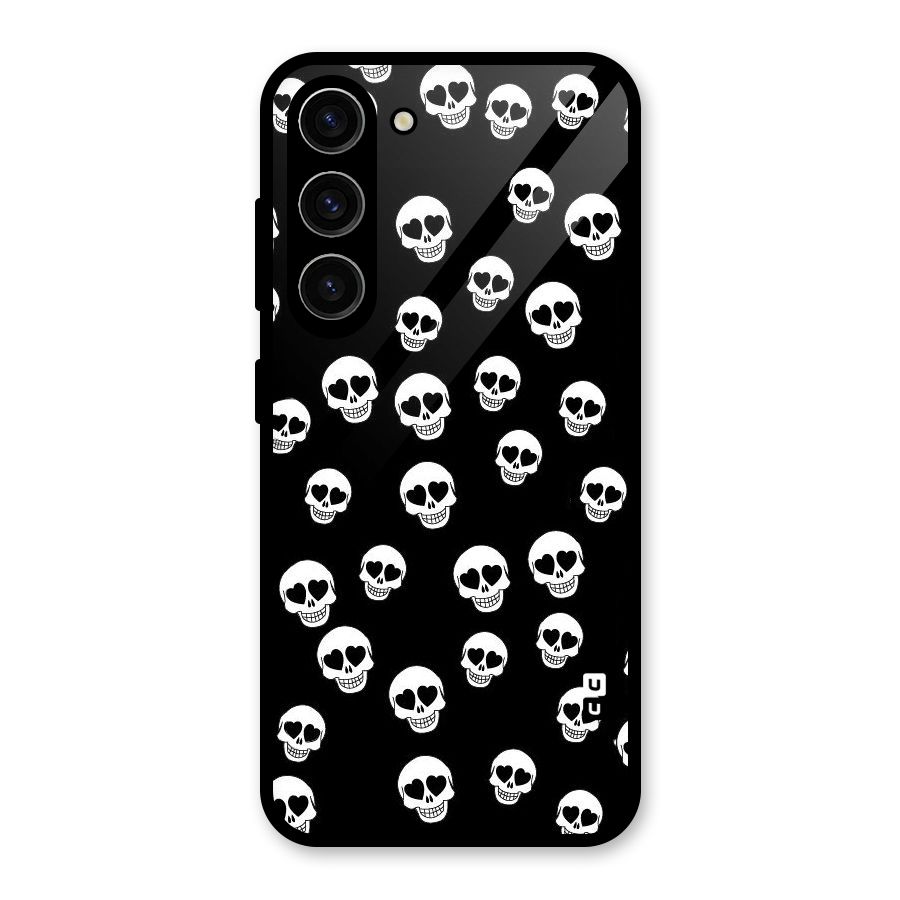 Skull Heart Glass Back Case for Galaxy S23
