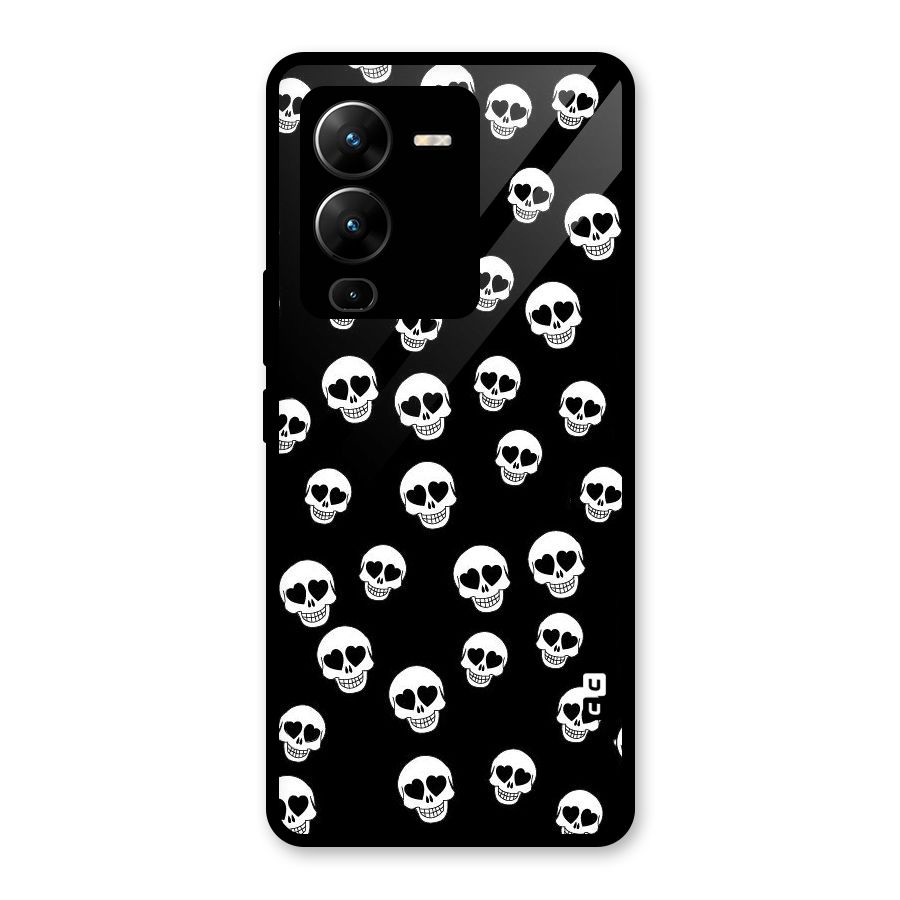 Skull Heart Glass Back Case for Vivo V25 Pro