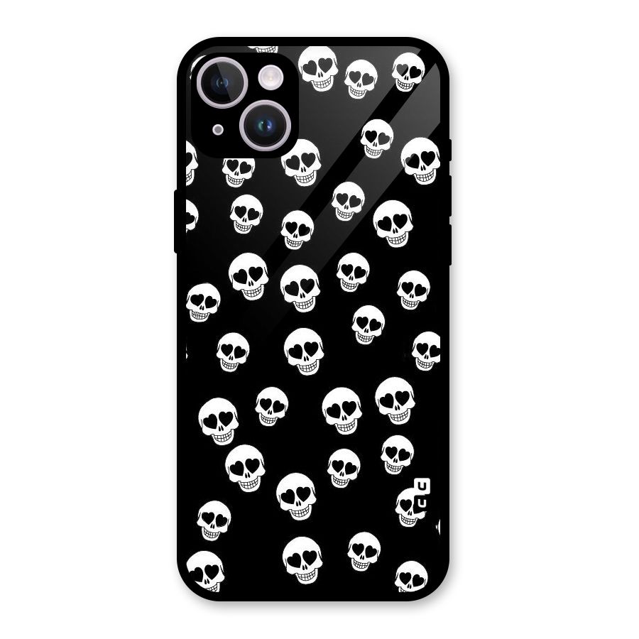 Skull Heart Glass Back Case for iPhone 14 Plus