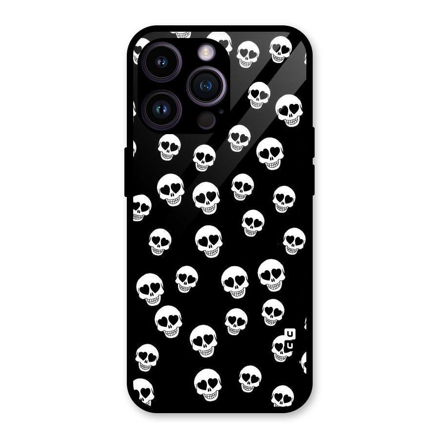 Skull Heart Glass Back Case for iPhone 14 Pro Max