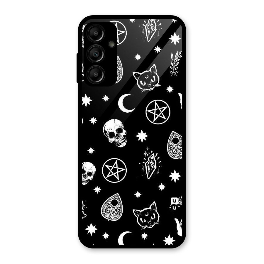 Skull Moon Design Glass Back Case for Galaxy A14 5G