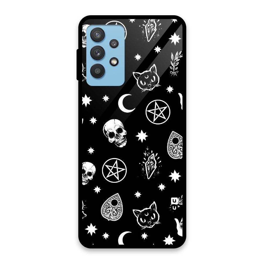 Skull Moon Design Glass Back Case for Galaxy M32 5G
