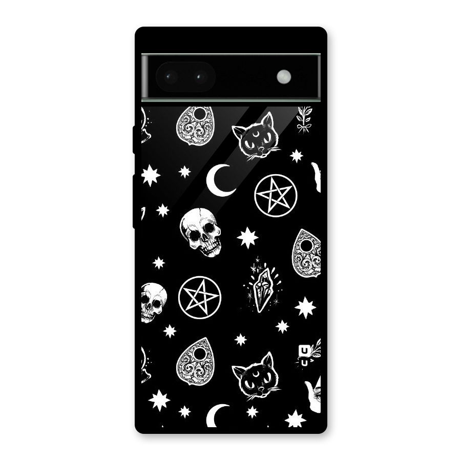 Skull Moon Design Glass Back Case for Google Pixel 6a