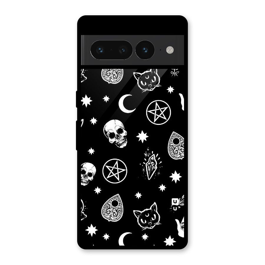 Skull Moon Design Glass Back Case for Google Pixel 7 Pro