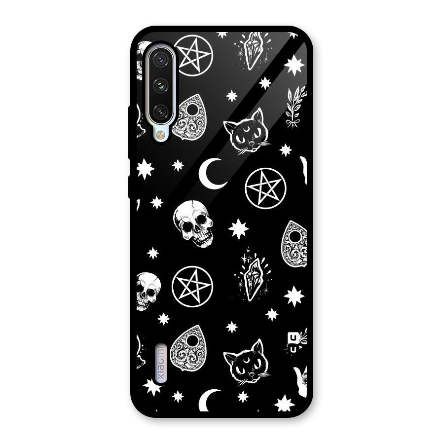 Skull Moon Design Glass Back Case for Mi A3
