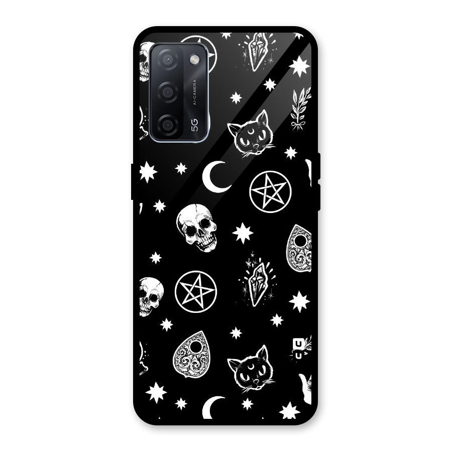 Skull Moon Design Glass Back Case for Oppo A53s 5G