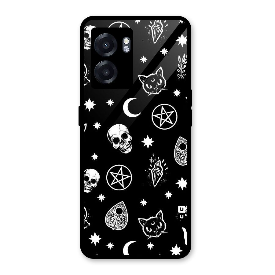 Skull Moon Design Glass Back Case for Oppo K10 (5G)