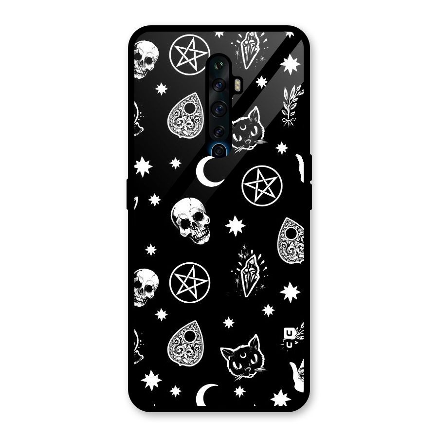 Skull Moon Design Glass Back Case for Oppo Reno2 F