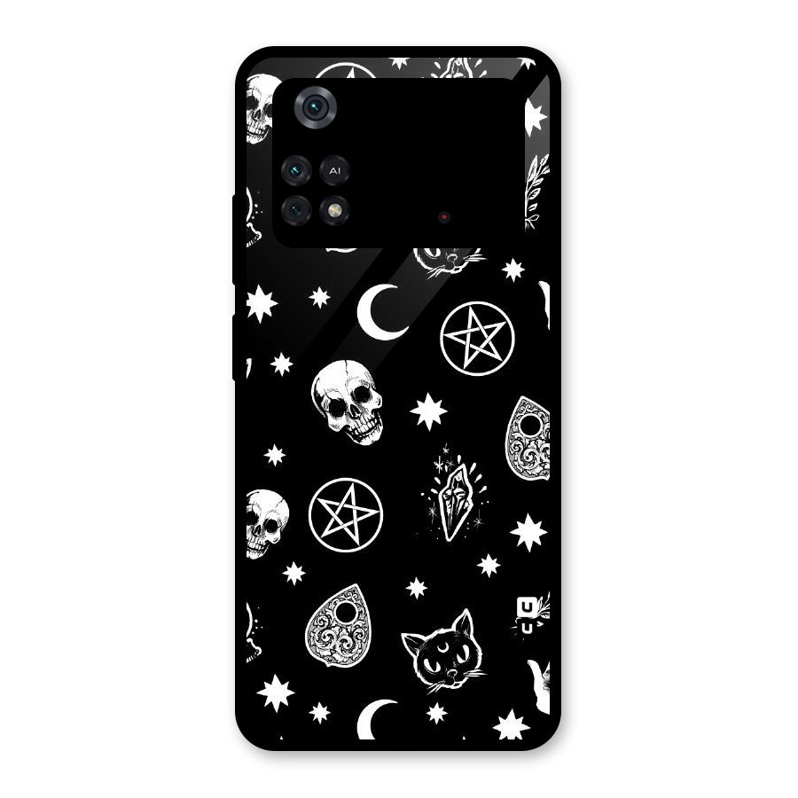 Skull Moon Design Glass Back Case for Poco M4 Pro 4G