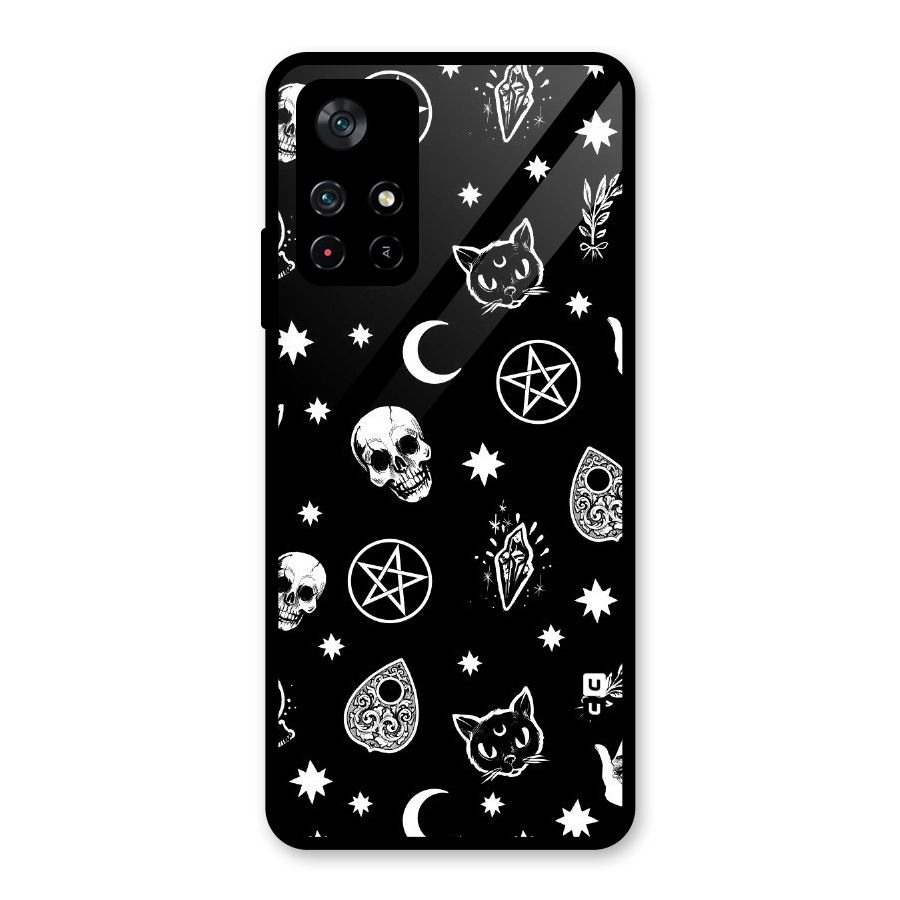 Skull Moon Design Glass Back Case for Poco M4 Pro 5G