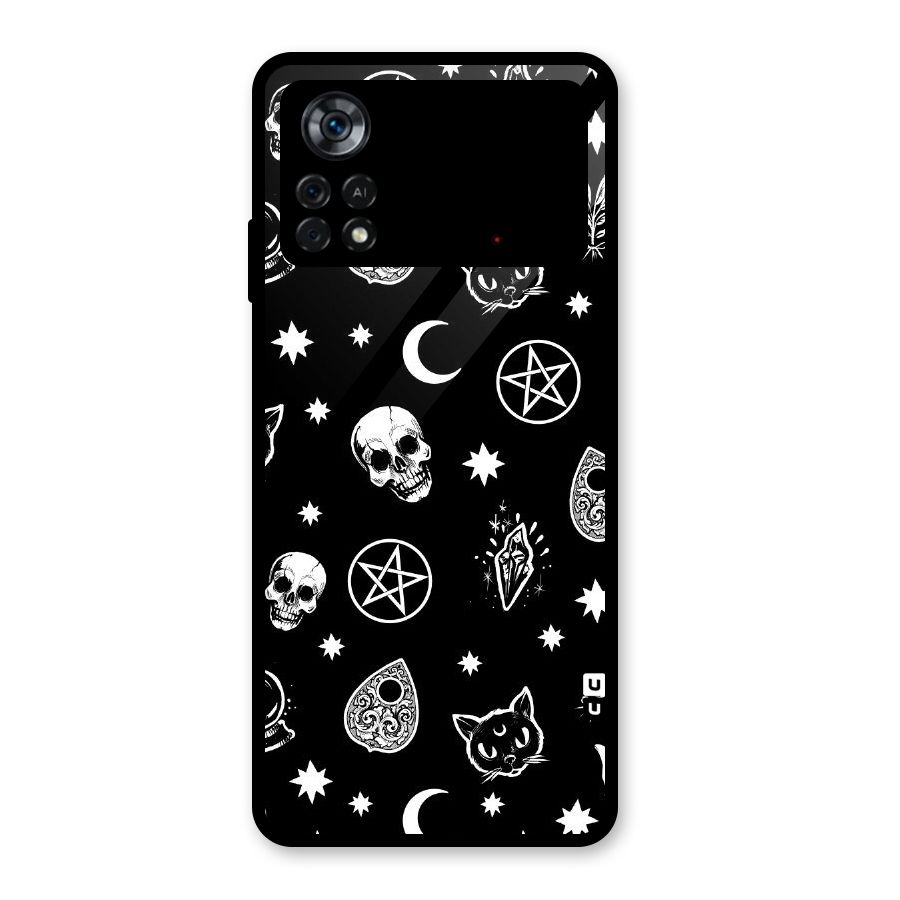 Skull Moon Design Glass Back Case for Poco X4 Pro 5G