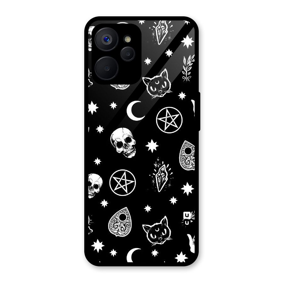 Skull Moon Design Glass Back Case for Realme 9i 5G