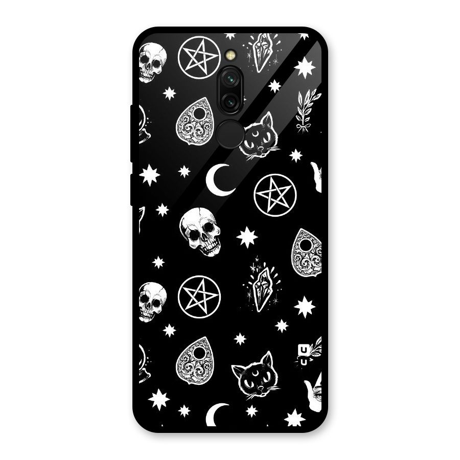 Skull Moon Design Glass Back Case for Redmi 8