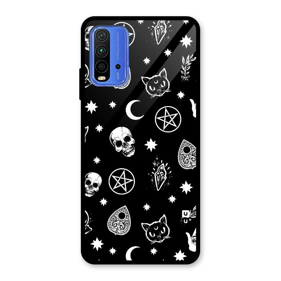Skull Moon Design Glass Back Case for Redmi 9 Power