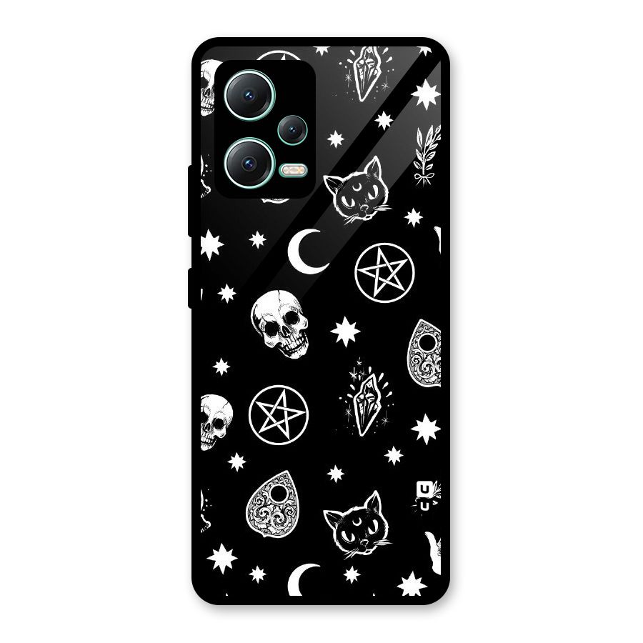 Skull Moon Design Glass Back Case for Redmi Note 12 5G