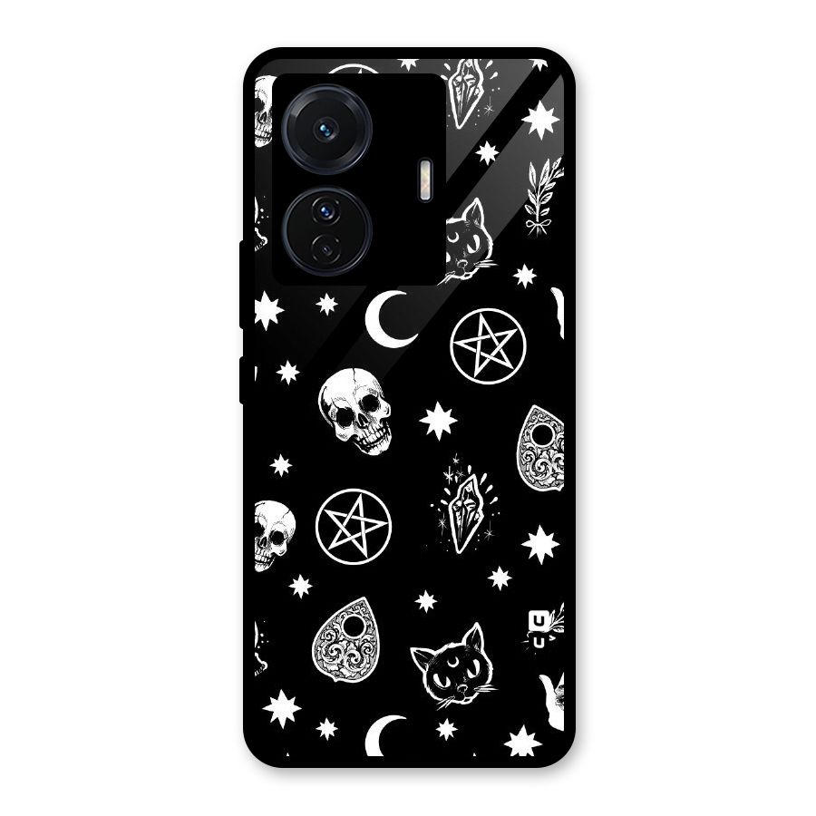 Skull Moon Design Glass Back Case for Vivo T1 Pro