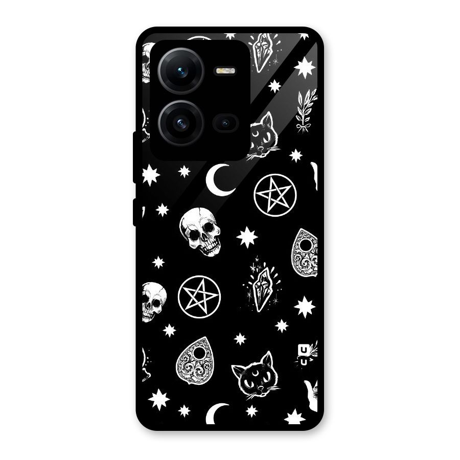 Skull Moon Design Glass Back Case for Vivo V25