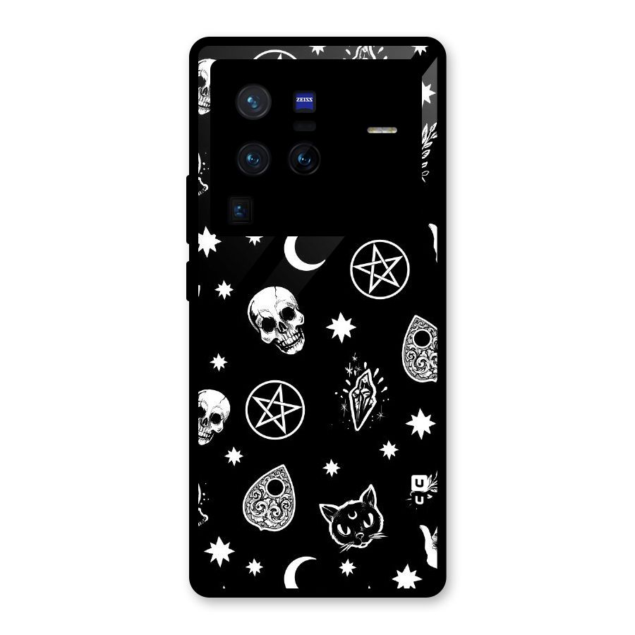 Skull Moon Design Glass Back Case for Vivo X80 Pro
