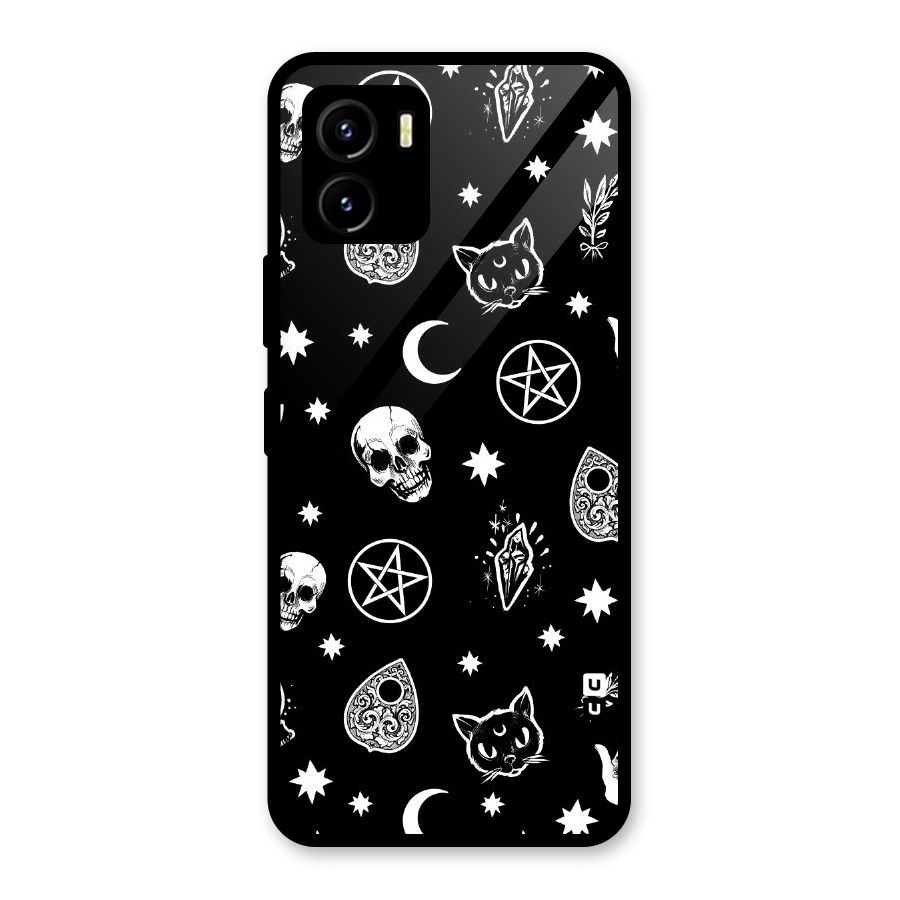 Skull Moon Design Glass Back Case for Vivo Y15s
