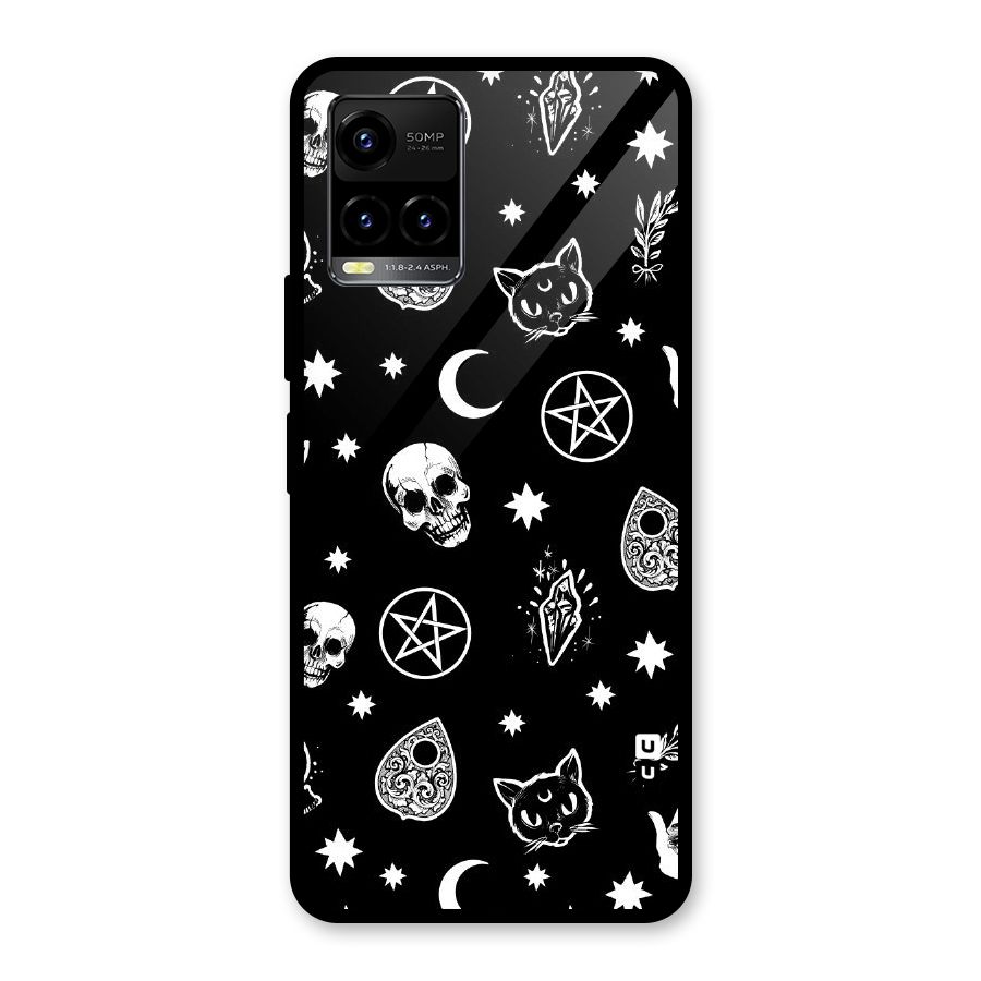 Skull Moon Design Glass Back Case for Vivo Y21A
