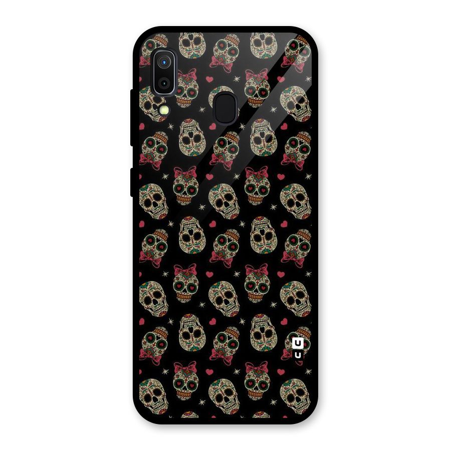 Skull Pattern Glass Back Case for Galaxy A30