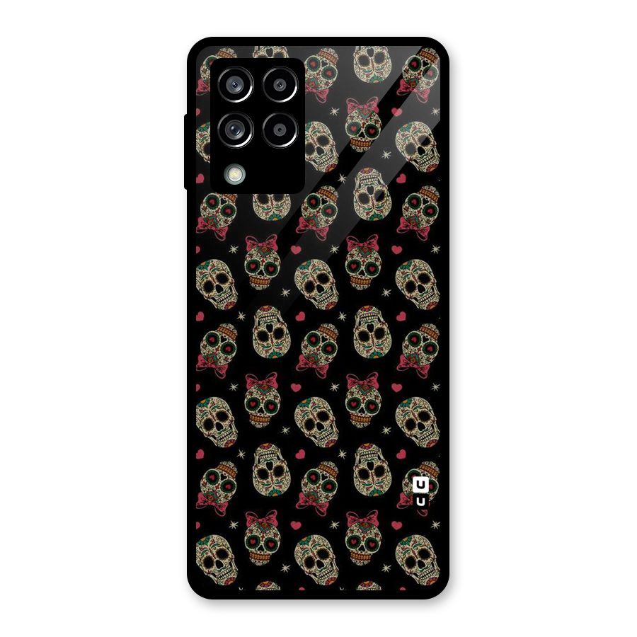 Skull Pattern Glass Back Case for Galaxy M53 5G