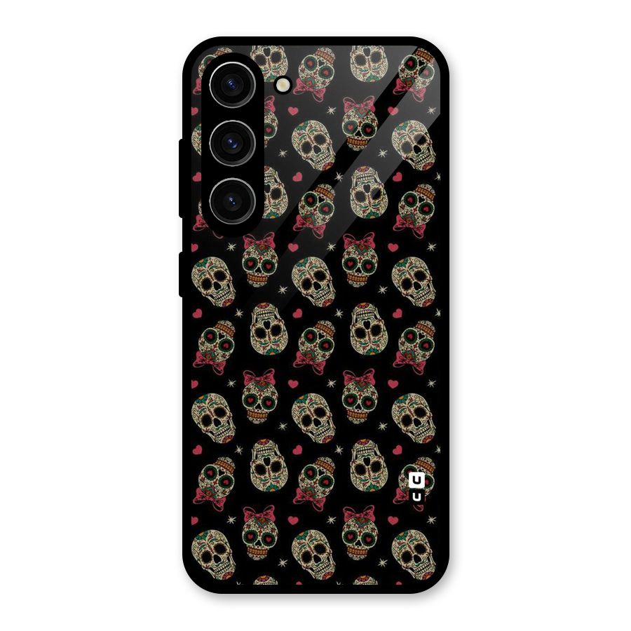 Skull Pattern Glass Back Case for Galaxy S23