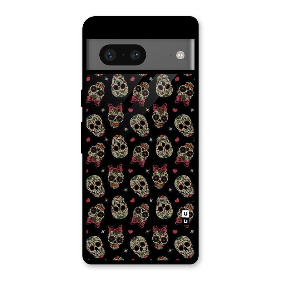 Skull Pattern Glass Back Case for Google Pixel 7