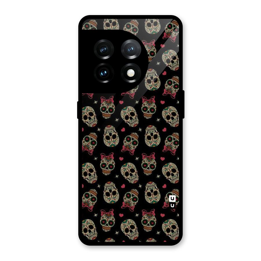 Skull Pattern Glass Back Case for OnePlus 11