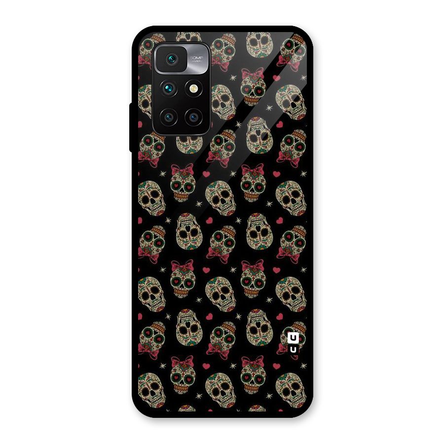 Skull Pattern Glass Back Case for Redmi 10 Prime