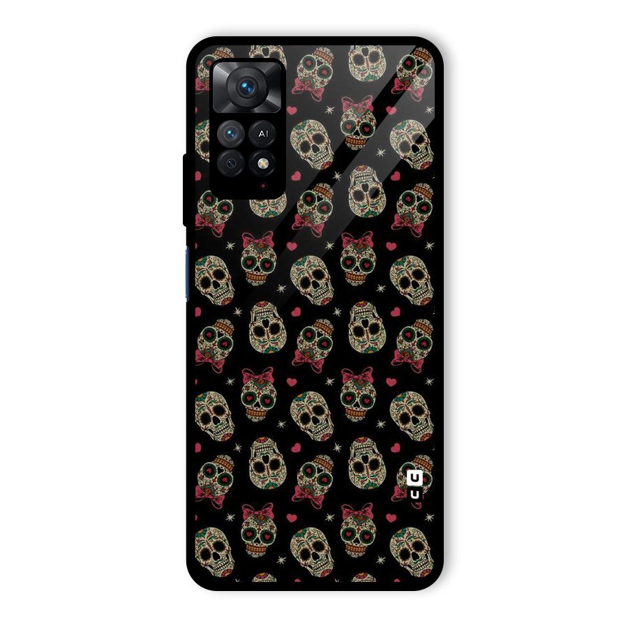 Skull Pattern Glass Back Case for Redmi Note 11 Pro