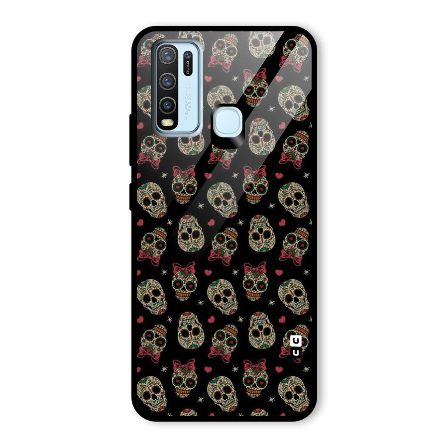 Skull Pattern Glass Back Case for Vivo Y30