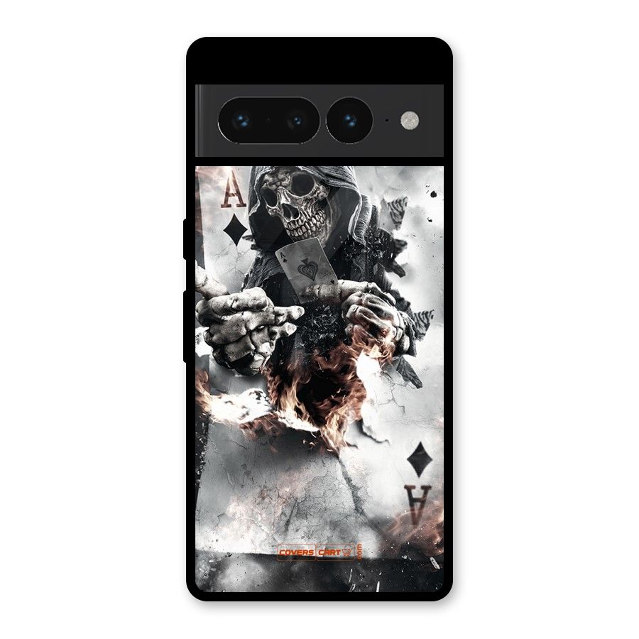 Skull with an Ace Glass Back Case for Google Pixel 7 Pro