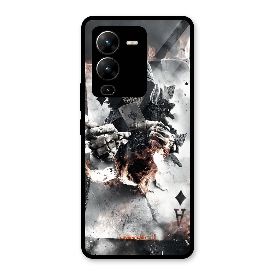 Skull with an Ace Glass Back Case for Vivo V25 Pro