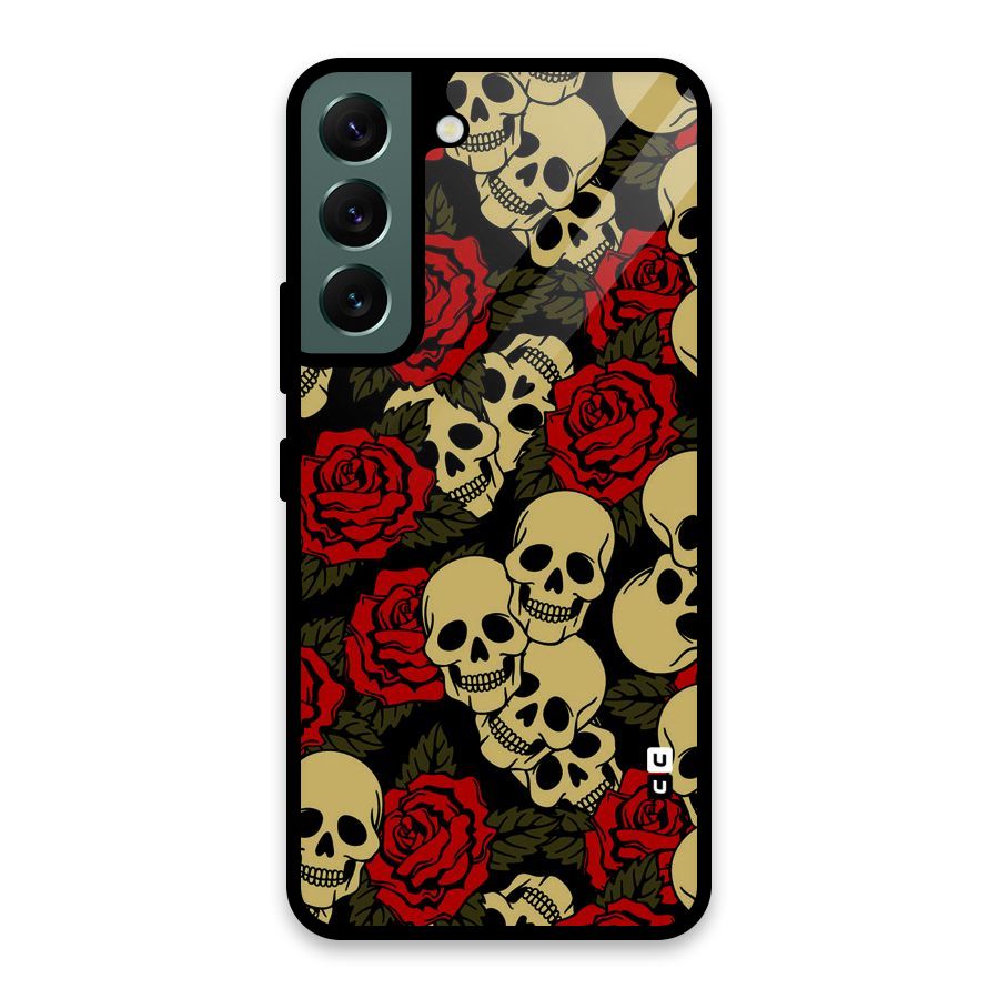 Skulled Roses Glass Back Case for Galaxy S22 5G