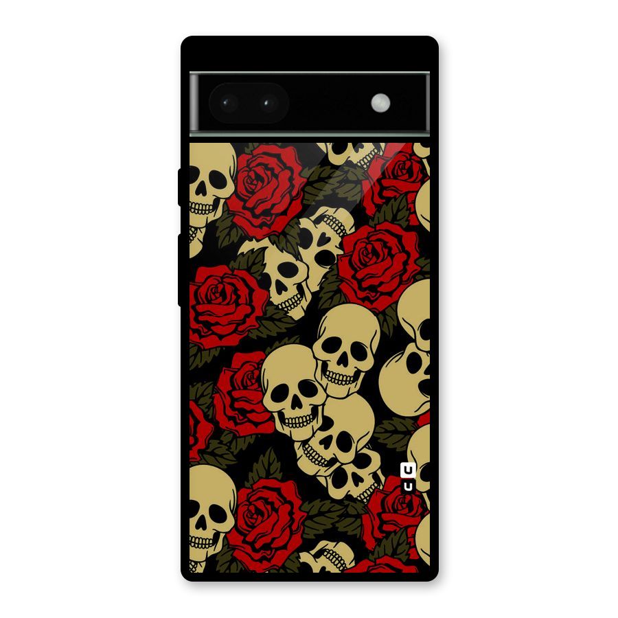Skulled Roses Glass Back Case for Google Pixel 6a