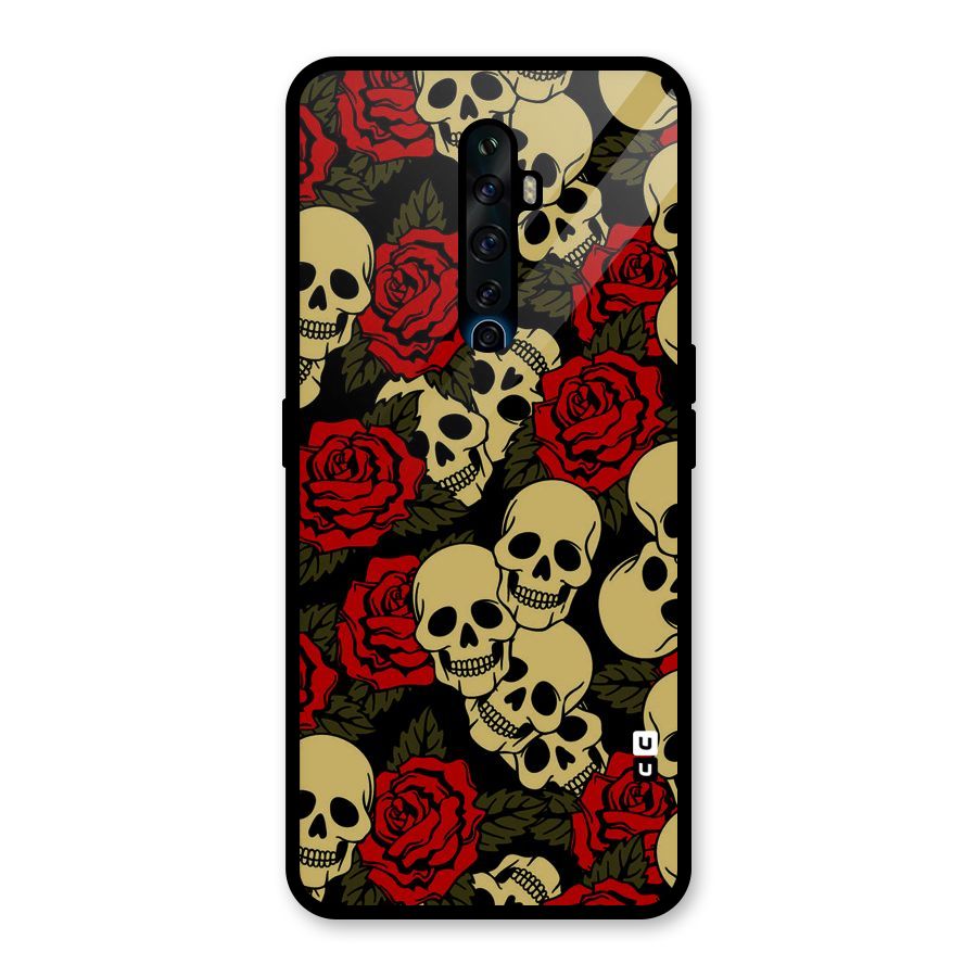 Skulled Roses Glass Back Case for Oppo Reno2 F