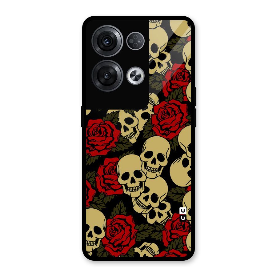 Skulled Roses Glass Back Case for Oppo Reno8 Pro 5G