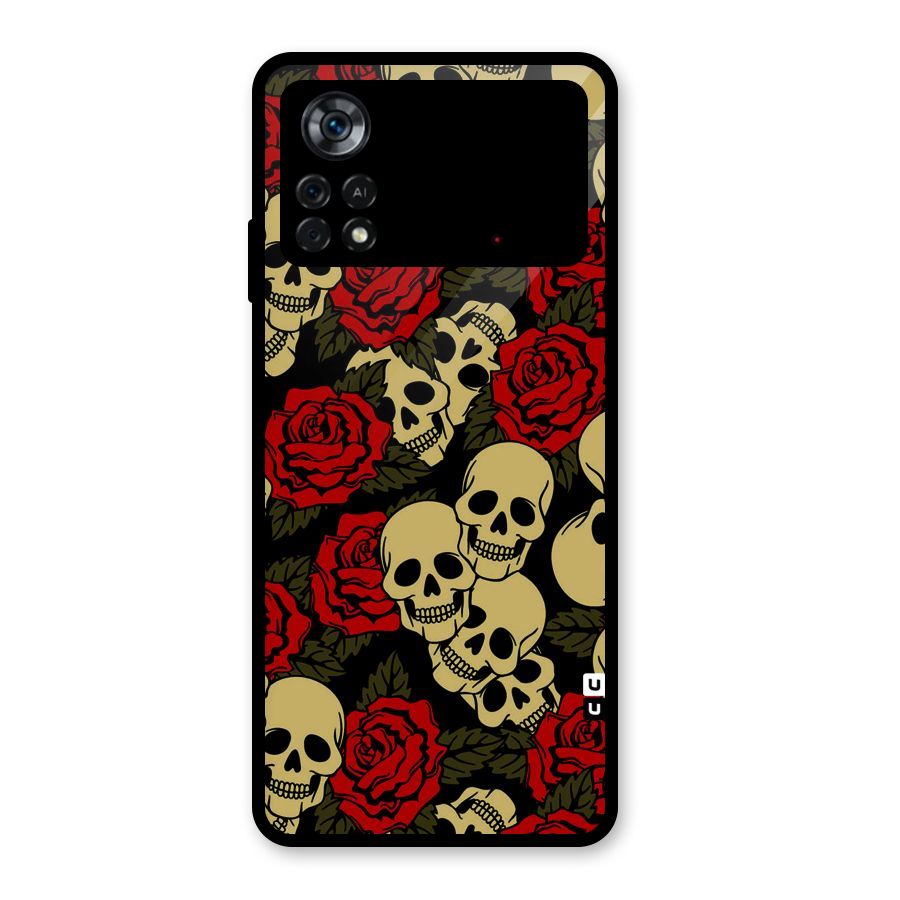 Skulled Roses Glass Back Case for Poco X4 Pro 5G