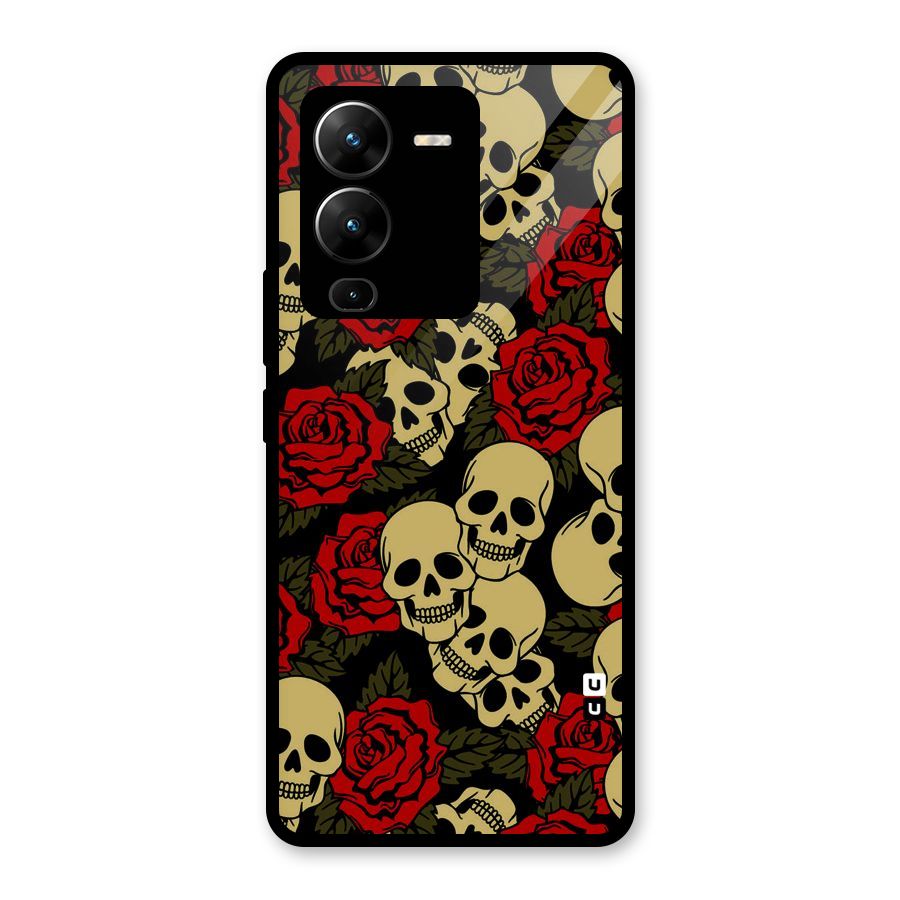 Skulled Roses Glass Back Case for Vivo V25 Pro